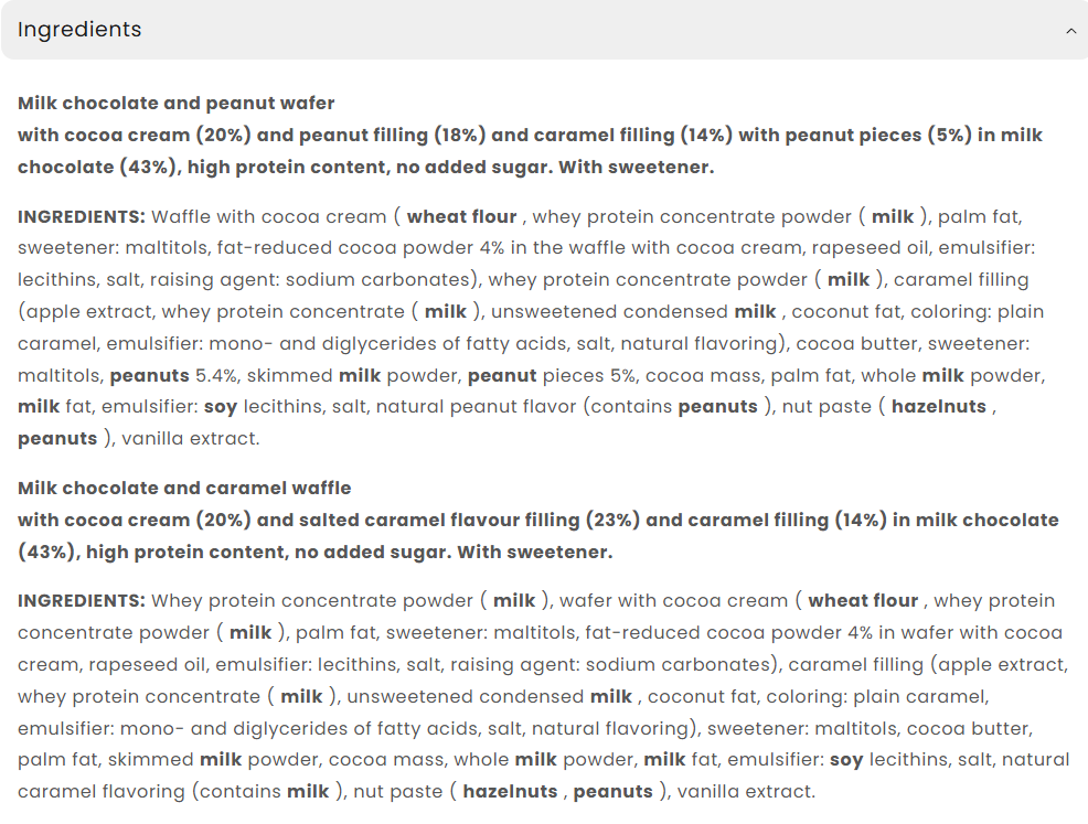 Съдържание на Applied Protein Wafer 39g